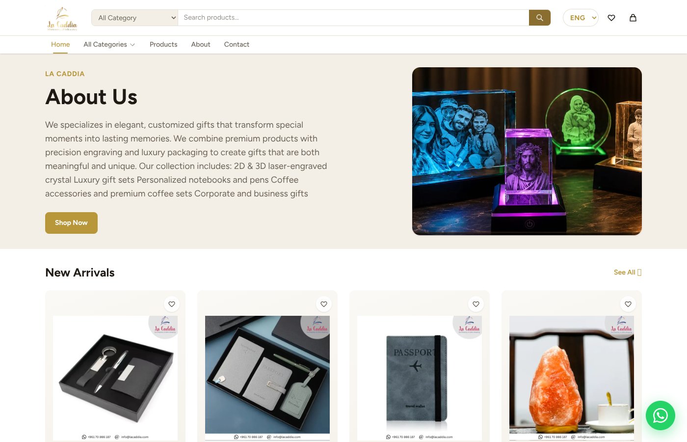 La Caddia gifts website